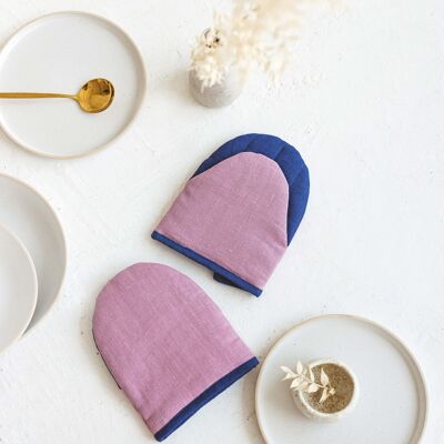 Linen Oven Mini Glove Gant de cuisine Porte-casserole VIOLET/BLEU