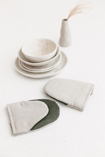 Mini gant de four en lin • Gant de cuisine • Manique NATUREL/VERT 2