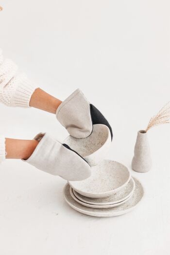 Mini gant de four en lin • Gant de cuisine • Manique NATUREL/NOIR 1
