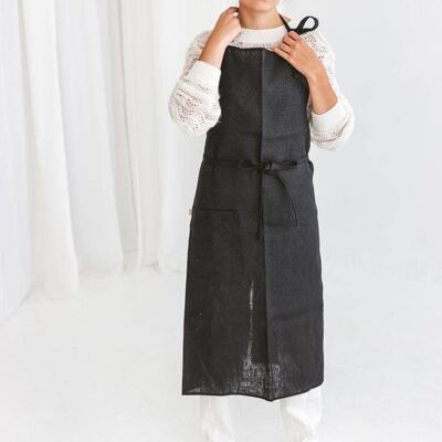 Delantal Largo Unisex Multiusos Barista Panadería Chef Jardinería NEGRO