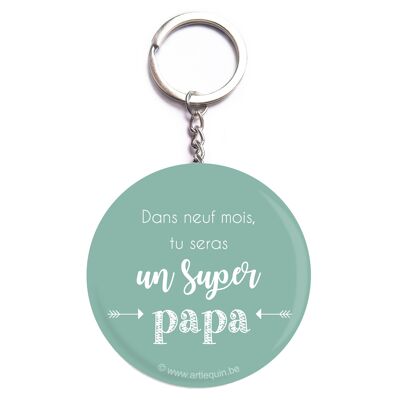 Keychain announces "In nine months you will be a super dad"