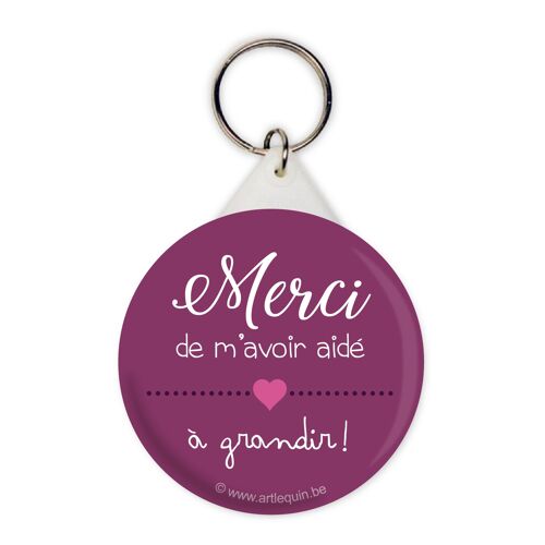 Porte-clés "Merci de m'avoir aidé à grandir" mauve