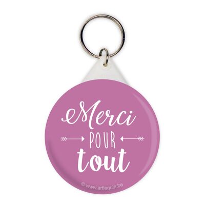 Porte-clés "Merci pour tout" rose