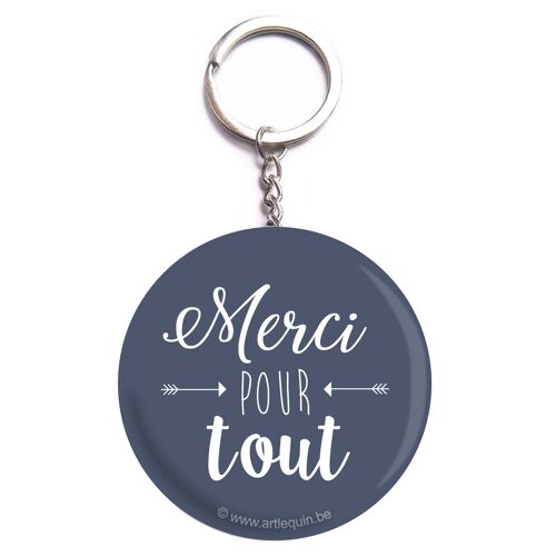 Porte-clés "Merci pour tout" gris