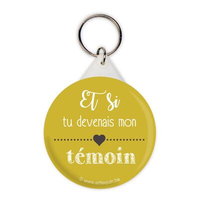 Porte-clés "Et si tu devenais mon témoin" jaune