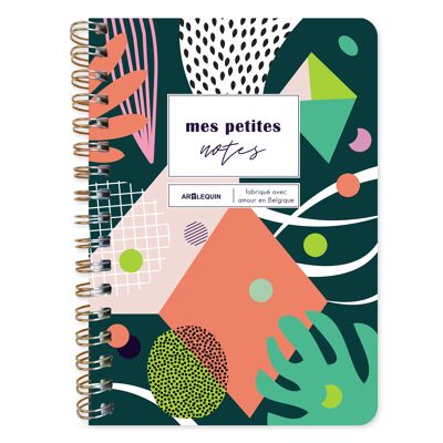 Green/orange lined notebook