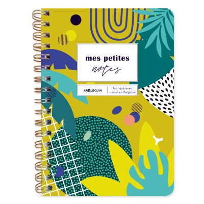 Green/yellow lined notebook
