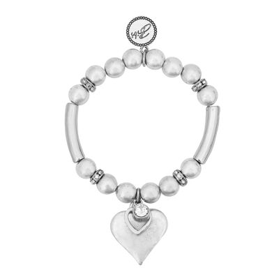 Bibi Bijoux "Sparkling Layer Heart" Silver Ball Bracelet
