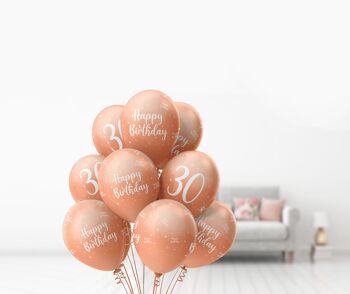 Ballons en Latex joyeux anniversaire or rose nacré tout rond imprimé 3