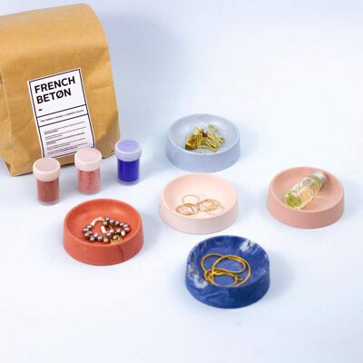 Køffret / kit béton DIY 6 pots ODO  - 2 moules - 4 pigments