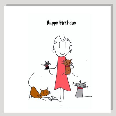 Cat lady greetings card