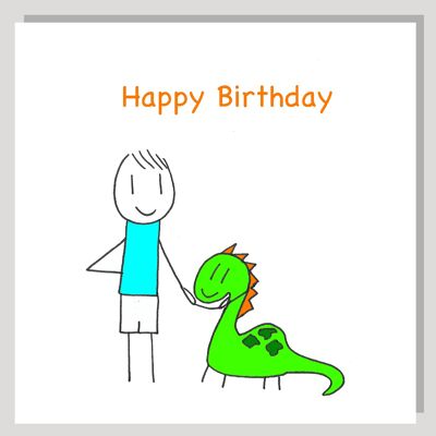 Boy & dinosaur card