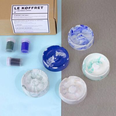 Køffret / Kit cemento fai da te 5 posacenere OSMIN - 2 stampini - 4 pigmenti