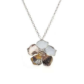 Collier pendentif fleur bouton d'or en argent - moyen 1