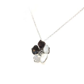 Collier pendentif fleur bouton d'or en argent - moyen 2