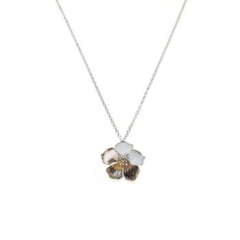 Collier pendentif fleur bouton d'or en argent - moyen 4