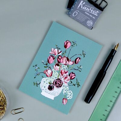 Carte postale vase à fleurs sauge