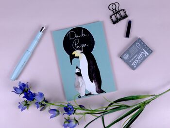 Carte postale papa pingouin 1