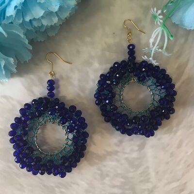 Chic Mandala Earrings - Royal Blue Crystals