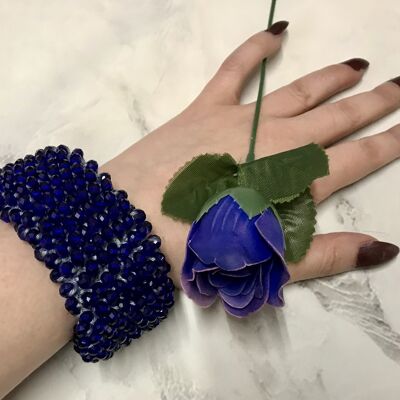 Crystal Cuff (Small Height) - Royal Blue