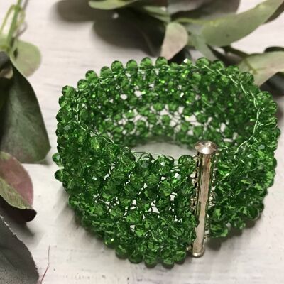 Crystal Cuff Bracelet - Light Green