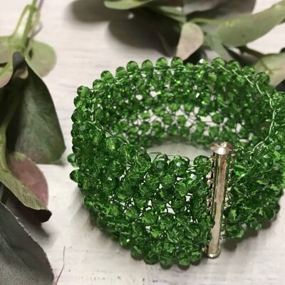 Crystal Cuff Bracelet - Dark Green