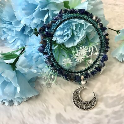 Delicate Gemstone Crescent Bracelet