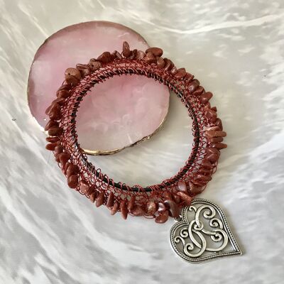 Delicate Gemstone Love Bracelet - Goldstone