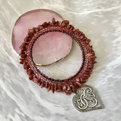 Delicate Gemstone Love Bracelet - Pink Opal