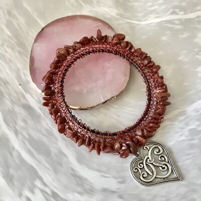 Delicate Gemstone Love Bracelet - Pink Opal