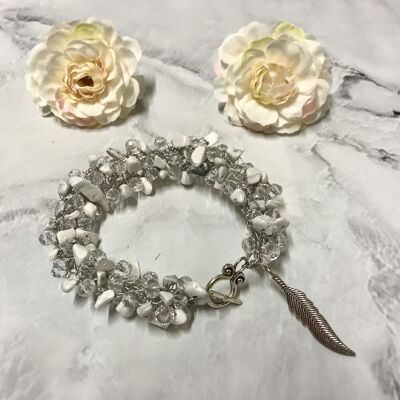 Gemstone and Crystal Feather Bracelet