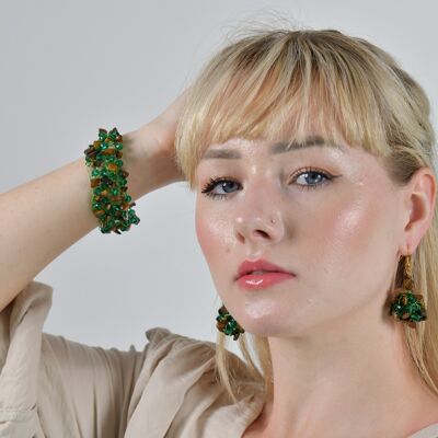 Gemstone Crystal Bracelet and Earrings Set