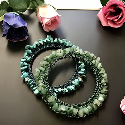 Gemstone Double Bracelet Set - Rose Quartz/Moonstone - Signature Pouch