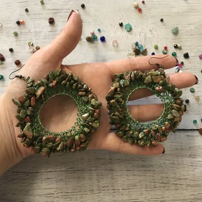 Mandala Earrings (Large) - Unakite