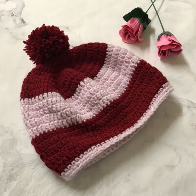My Little Baby Striped Hat - Red/Pink