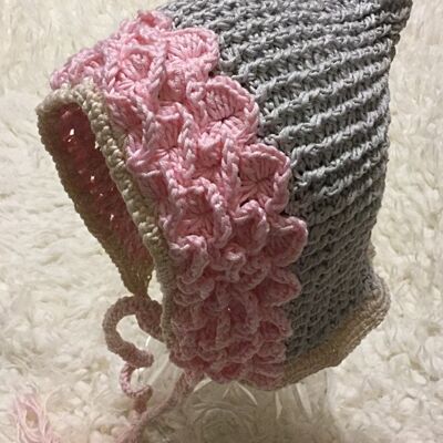 Toddler Pixie Bonnet - Grey/Pink