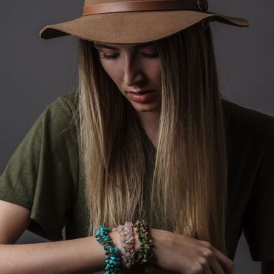 Trio Gemstone Bracelet Stack - Goldstone/Tigers Eye/Ocean Jasper