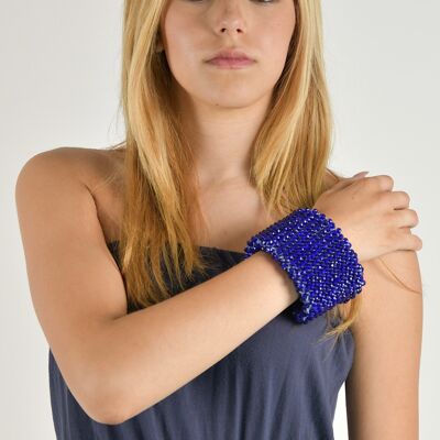 Tubular Crystal Cuff (Large Height) - Red