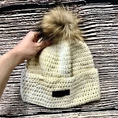 Woolly Beanie - With - Faux Fur/Light Brown - Light Brown
