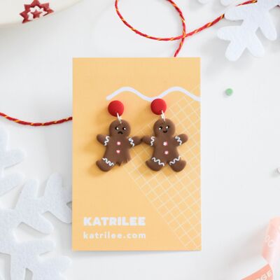 Gingerbread Man Polymer Clay Earrings