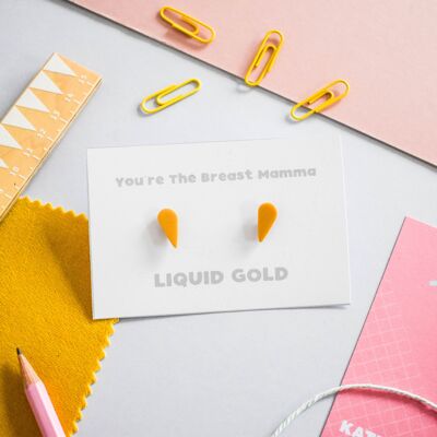 Liquid Gold Breastfeeding Award Stud Earrings