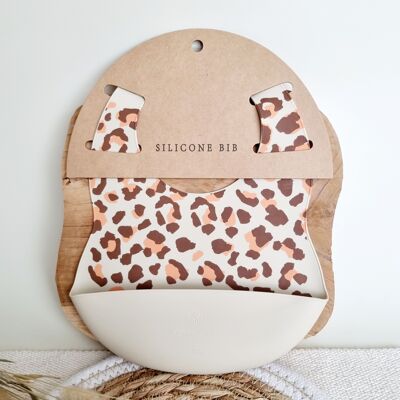 Bavaglino in silicone Leopardo - Beige