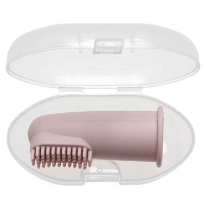 Brosse à dents en silicone avec étui - Rose tendre