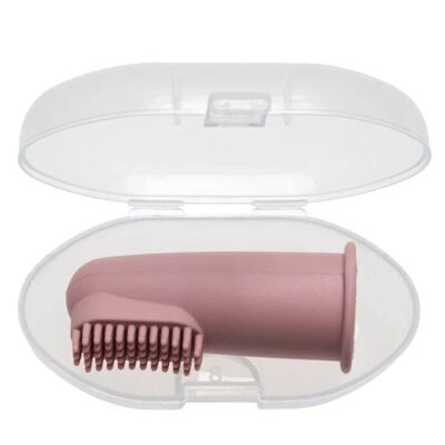 Brosse à dents en silicone avec étui - Rose poudré