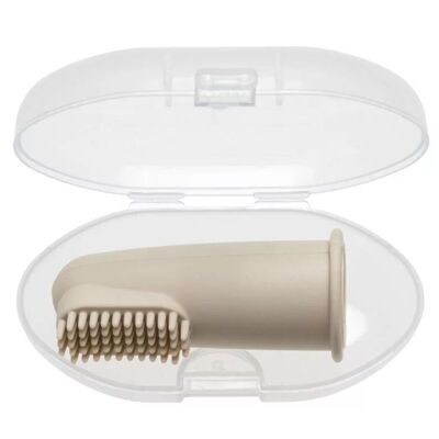 Silicone finger toothbrush with sleeve - Beige