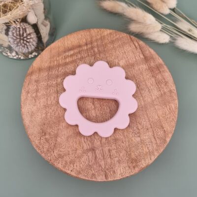 Silicone Teether Lion - Soft Pink