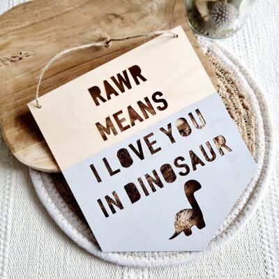 Wooden wall decoration Dinosaur gray