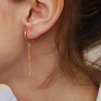 Boucles d'oreilles longues en argent 925 avec chaîne
