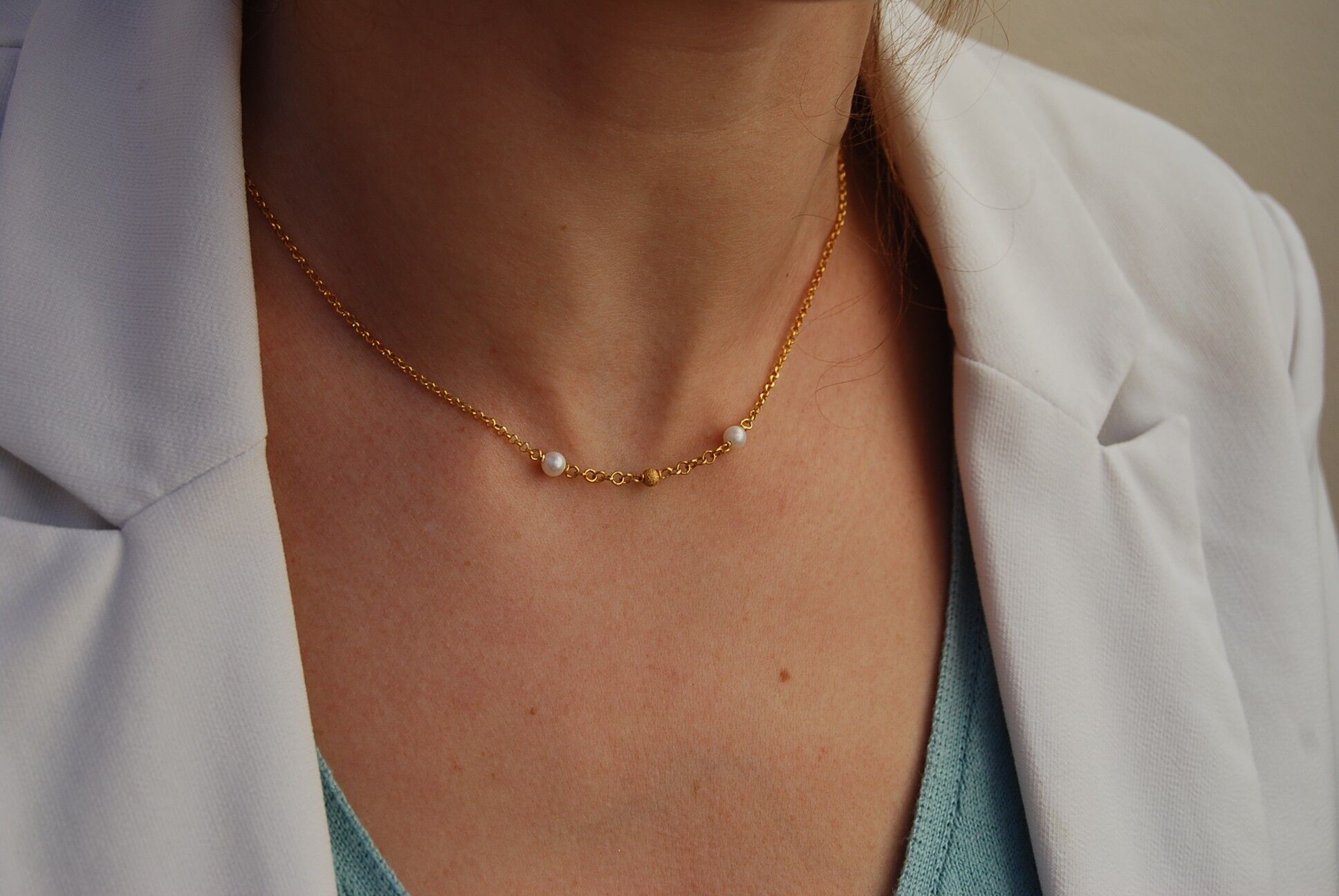 Collana in argento 925 con perle.