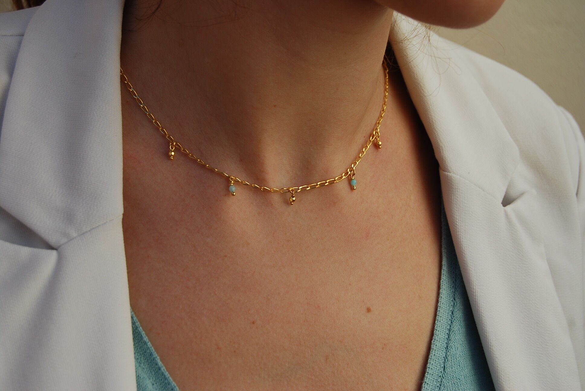 Collana in argento sterling con amazzonite.